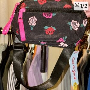 Cat & Jack Black Mini Bag with Pink Floral Design